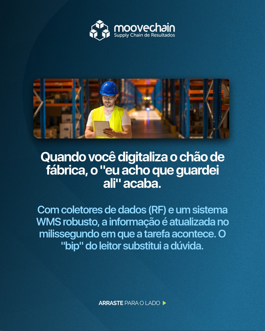 O papel é o gargalo mais silencioso da sua operação.
Pranchetas perdidas, caligrafias ilegíveis e redigitação no fim do turno. Se a sua intralogística ainda depende de anotações manuais, você está pagando caro pela lentidão.
A tecnologia (WMS e coletores de dados) devolve as mãos do operador para a carga e traz a informação para o tempo real, eliminando a ambiguidade.
Mãos ocupadas com papel não movimentam caixa. Entenda como digitalizar seu processo. 📲
#WMS #Intralogistica #TecnologiaLogistica #Inovacao #MooveChain