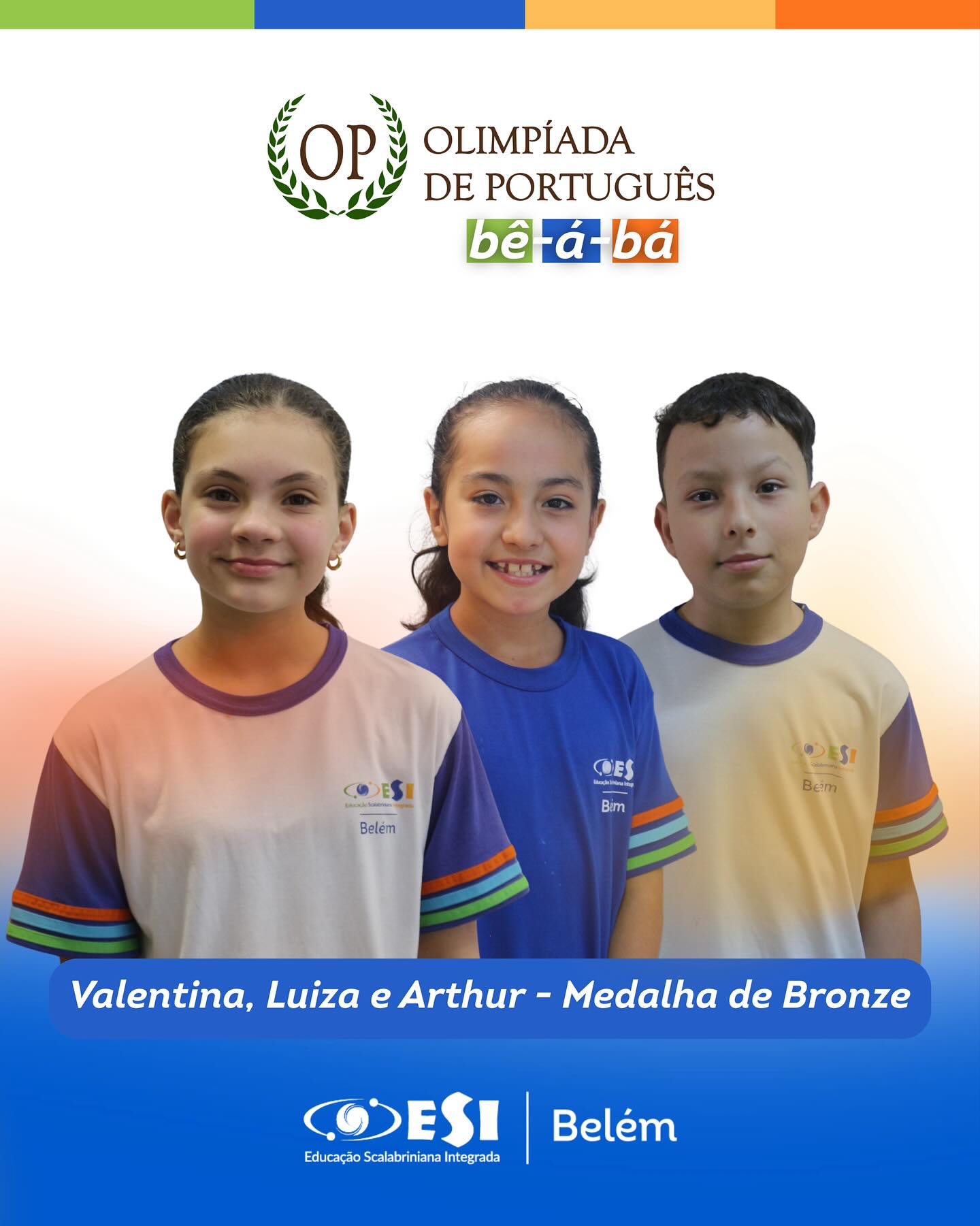 Nossos pequenos grandes talentos brilharam na Olimpíada de Português Bê-a-Bá!
Com dedicação e amor pelas palavras, os alunos dos Anos Iniciais conquistaram medalhas e encheram nossa escola de orgulho! 💙📚