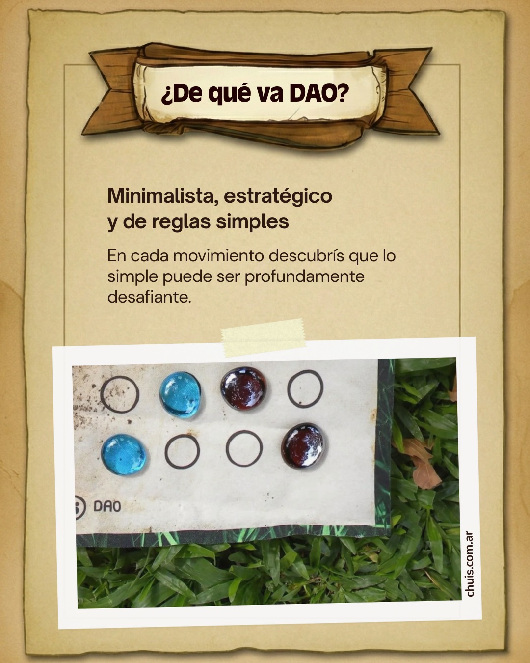 Reglas simples.
Decisiones profundas. 🧠DAO es un duelo abstracto
donde cada movimiento importa.Deslizás. Calculás. Anticipás.4 fichas.
4 formas de ganar.Guardá este carrusel
y tené las condiciones de victoria a mano.🎯 DAO te espera en el link de la bio#JuegosQueViajan #EstrategiaPura #JuegoAbstracto #Jugones
#MinimalismoLúdico #Carabachuis #JuegoPortátil
#JuegosDeMesa #DueloEstratégico #HechoEnArgentina
#JugarDondeSea
