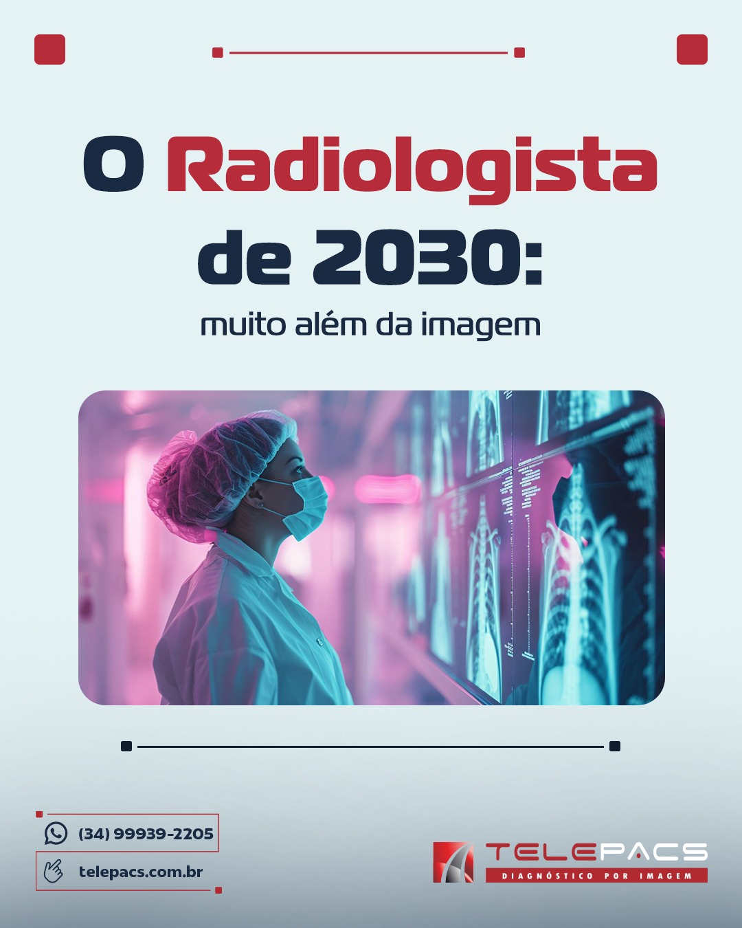 A radiologia está passando por uma das maiores transformações de sua história. O avanço da Inteligência Artificial, a automação de processos e o uso intensivo de dados clínicos traz uma pergunta recorrente entre gestores e líderes médicos: qual será, afinal, o papel do radiologista nos próximos anos?
Longe de indicar o fim da profissão, iniciativas como o Radiologist 2030 mostram justamente o oposto. O projeto propõe uma visão clara de futuro em que o radiologista deixa de ser apenas o profissional que interpreta imagens. Agora, o radiologista do futuro assume uma função estratégica no cuidado ao paciente e na tomada de decisão clínica.
Para diretores de clínicas e hospitais, entender essa mudança é essencial para planejar equipes, modelos assistenciais e parcerias em telerradiologia.
O que é o projeto Radiologist 2030?
O Radiologist 2030 é uma iniciativa que reúne especialistas para projetar a evolução da especialidade. O foco não está na substituição do médico por algoritmos, mas na redefinição de seu valor.
O projeto parte de um ponto central: a leitura de imagens isolada tende a se tornar commodity. O verdadeiro valor do radiologista — e de um serviço de telerradiologia de ponta — estará na capacidade de:
Integrar informações clínicas complexas;
Apoiar decisões médicas com impacto assistencial;
Atuar como consultor do médico solicitante.
Por que interpretar imagens não será mais suficiente?
Ferramentas de IA já são capazes de identificar padrões, priorizar exames críticos e auxiliar na detecção de achados relevantes. Essas tecnologias aumentam a produtividade e reduzem falhas, mas não substituem o julgamento clínico humano...
Acesse nosso Blog abaixo ou link na bio e saiba mais!
📲 (34) 99939-2205
🌐 telepacs.com.br
#Radiologista2030, #FuturoDaRadiologia, #InteligenciaArtificialNaSaude, #Telerradiologia, #GestaoEmSaude #Telepacs