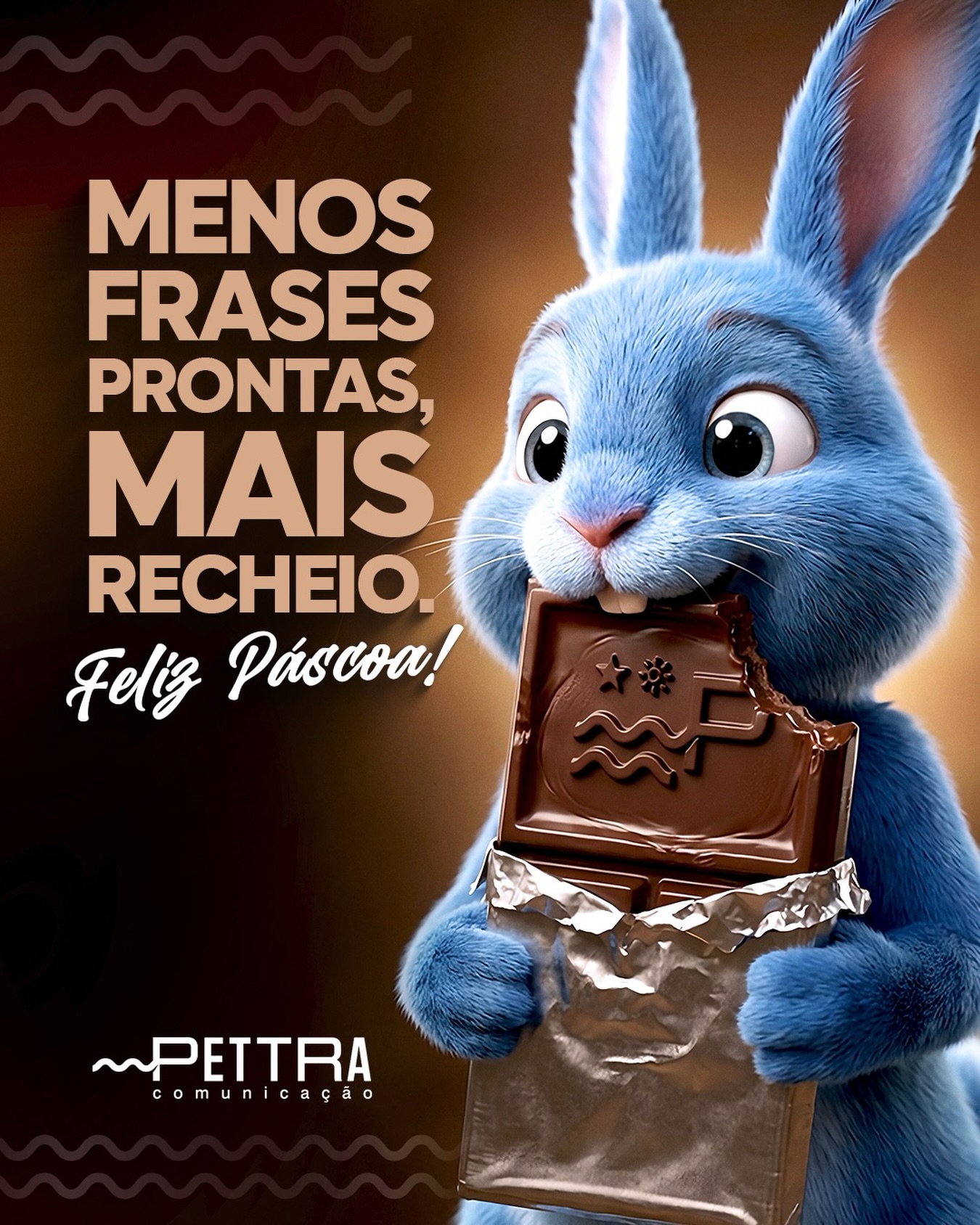 A #PettraComunicacão quer desejar a vocês uma excelente Páscoa. Mas, também quer mostrar que é possível fazer nascer boas ideias saindo do comum. De forma direta, doce e sem deixar de desejar um domingo cheio de amor, paz e esperança 🩵✨
Páscoa criativa é resultado. É com a Pettra.