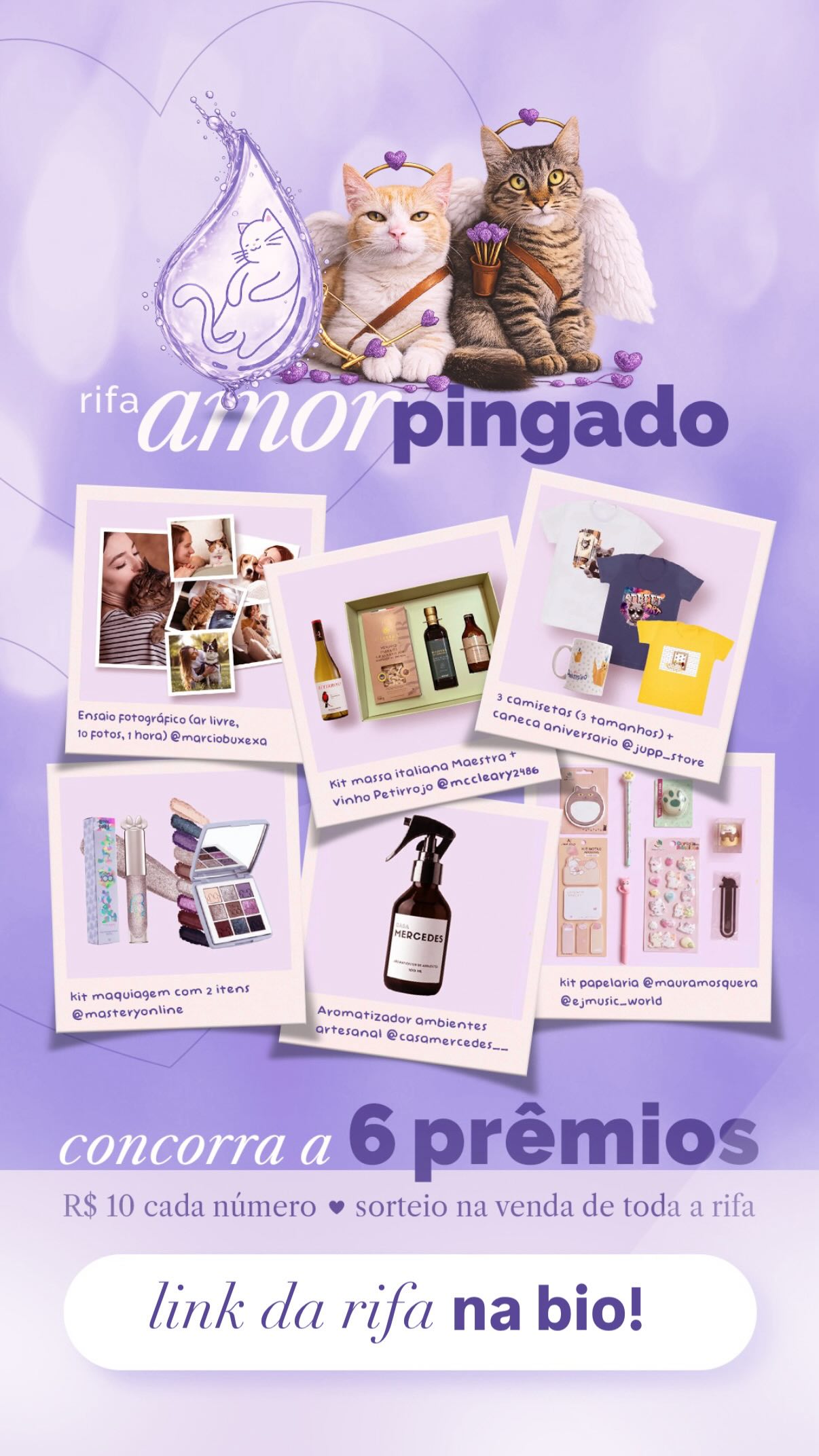Sorteio da rifa Amor Pingado ☔️💘
Parabéns aos ganhadores!!!
1. @liciaorlandin (316)
2. @alexshima001 (458)
3. @nana.ch.on (76)
4. @analuizaespind (372)
5. Wilson Coelho (22)
6. @palomareis (308)
Vamos entrar em contato com cada um pra entregar os prêmios! 💝