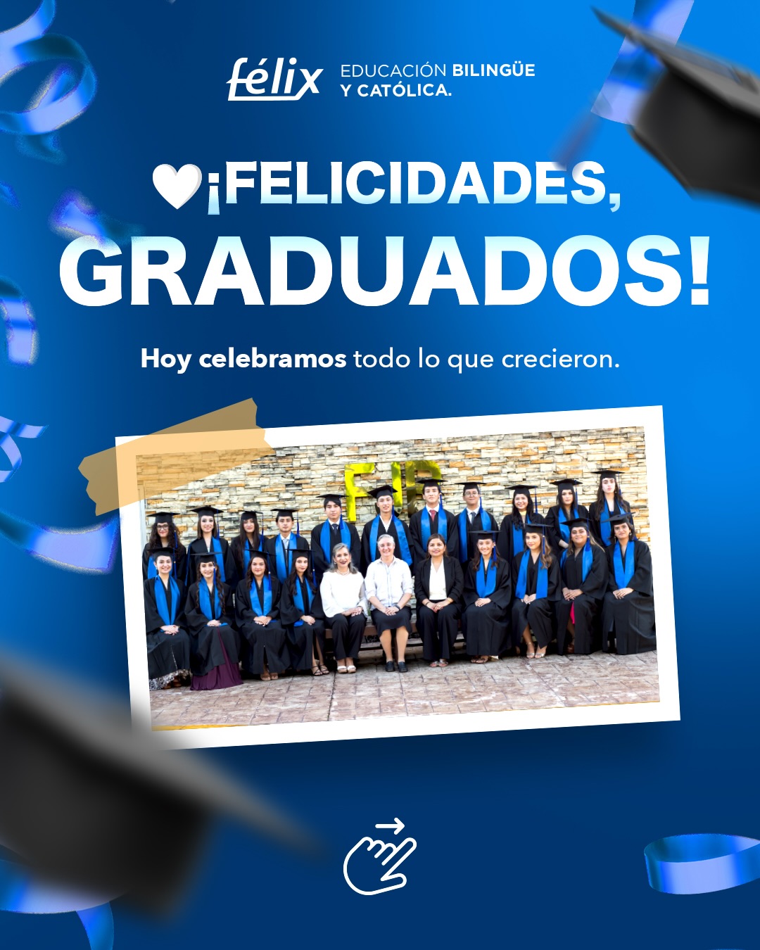 Hoy termina una etapa llena de aprendizajes, amistades, retos superados y momentos que quedarán para siempre en el corazón. 🤍
A nuestros graduados: gracias por permitirnos acompañarlos en parte de su historia. Nos llena de orgullo ver todo lo que han logrado y la persona en la que se están convirtiendo.
¡Felicidades y mucho éxito en lo que viene!
#ColegioFelix #ExcelenciaAcademica #EducacionCatolica
